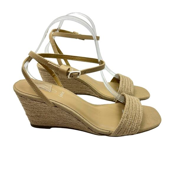 Joie | Lila Neutral Tan Jute Covered Vegan Strap OpenToe Espadrille Wedge Sandal - Picture 4 of 10